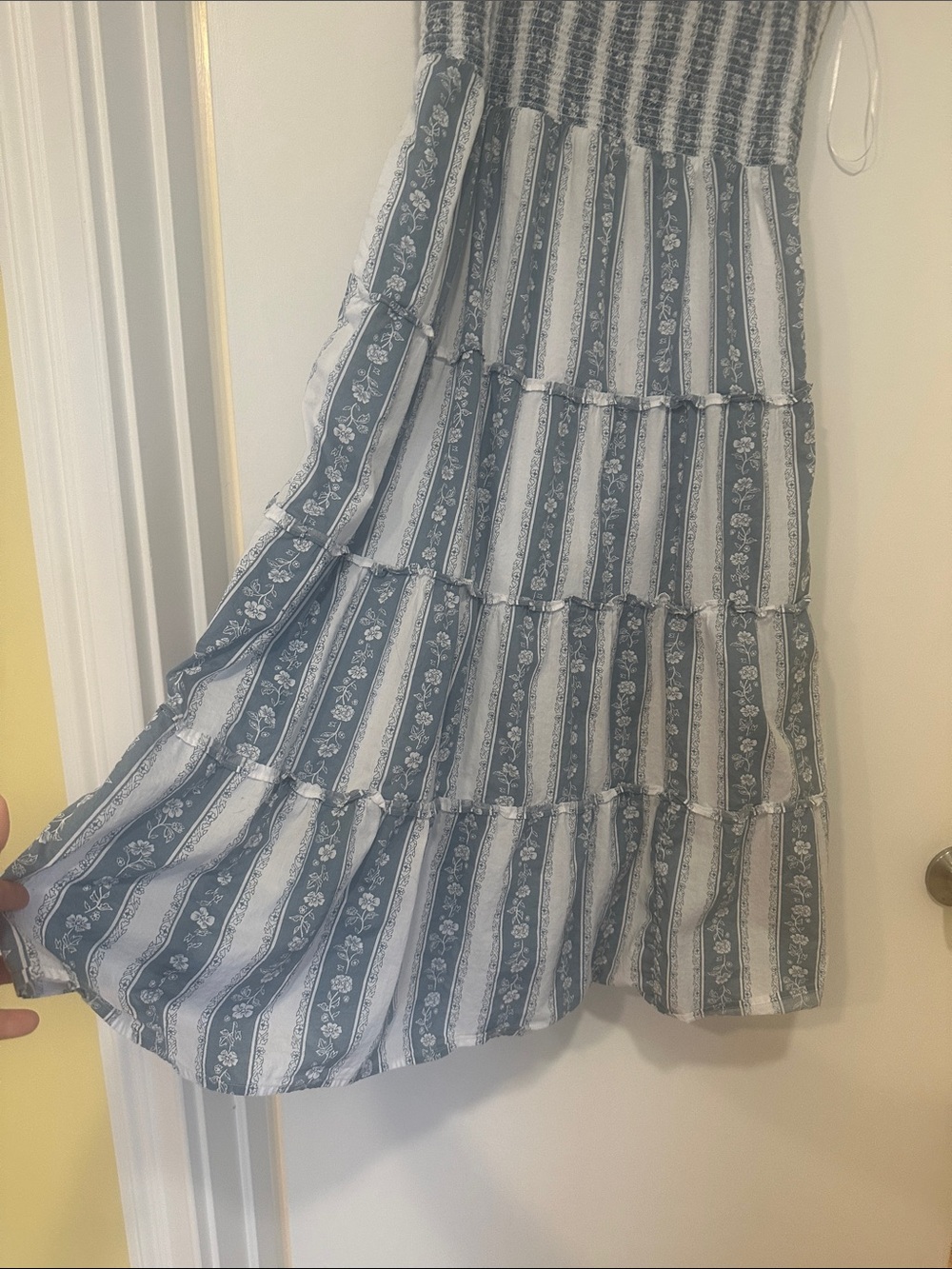 J. Crew Blue & White Striped Smocked Tiered Maxi Dress - Picture 5 of 5